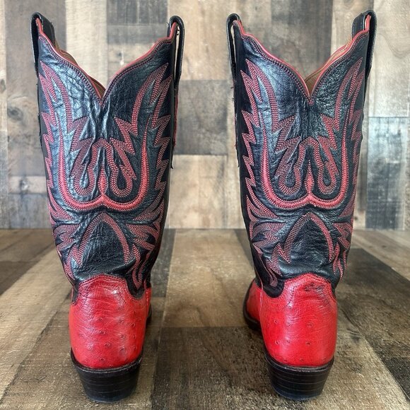 Lucchese 2000 Red Ostrich T3613J4 Western Cowboy Boots Womens 6 B - Picture 9 of 12